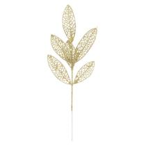 Enfeite Decorativo Para Árvore De Natal Folha Com Glitter Dourado 34cm - D. E. A. D. A.