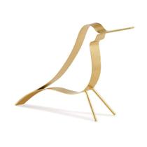 Enfeite Decorativo "Pássaro" em Metal Dourado 19x7 cm - D'Rossi - DRossi