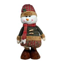 Enfeite Decorativo Pelúcia Boneco de Neve em Pé com Cachecol 52cm DRM2227