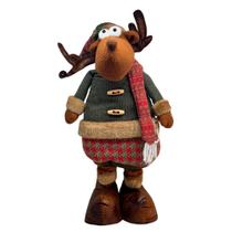 Enfeite Decorativo Pelúcia Rena em Pé com Cachecol 52cm DRM2227