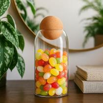 Enfeite Decorativo Pote de Vidro Redondo para Mantimentos com Tampa Bola de Cortiça 1000ml Bons Ch Enfeite Decorativo Pote de Vidro Redondo para Mantimentos com Tampa Bola de Cortiça 1000ml Bons Ch