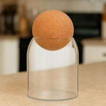 Enfeite Decorativo Pote de Vidro Redondo para Mantimentos com Tampa Bola de Cortiça 500ml Bons Che Enfeite Decorativo Pote de Vidro Redondo para Mantimentos com Tampa Bola de Cortiça 500ml Bons Che
