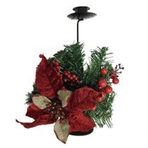 Enfeite decorativo ramo c/ flor e frutas 22,5cm vermelho - niazitex Enfeite decorativo ramo c/ flor e frutas 22,5cm vermelho - niazitex