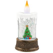 Enfeite Decorativo Vela Acrílica Com Água Cenário Natalino Com Led