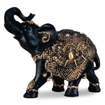 Enfeite Elefante Indiano Resina Sorte Sabedoria Médio Preto - Shop Everest