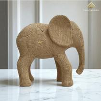 Enfeite Elefante Trançado Estilo Crochê Gesso Pintado de Bege 32cm VÁRIAS VARIEDADES Enfeite Elefante Trançado Estilo Crochê Gesso Pintado de Bege 32cm VÁRIAS VARIEDADES
