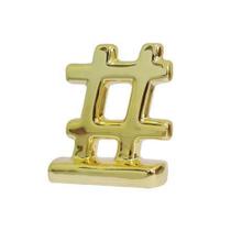 Enfeite Em Cerâmica Hashtag Dourado 07X08 Cm - Buzzios