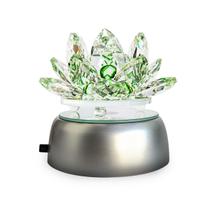 Enfeite Escultura de Vidro Flor de Lotus de 8CM Com Base Espelhada Led RGB Enfeite de Crista - Lojas Novi