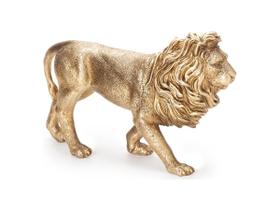 Enfeite Escultura Estátua Decorativa Leão Dourado Poliresina Adorno Grande Decoração Sala Escritório