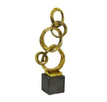Enfeite Escultura Resina Dourada Circulos Abstrato Luxo