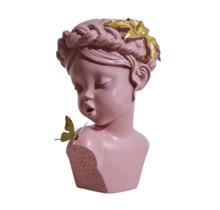 Enfeite Escultura Rosa Criança c Borboleta Dourado Formosa Enfeite Escultura Rosa Criança c Borboleta Dourado Formosa