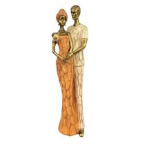 Enfeite Estátua Casal Africano 30X7X7Cm Decoração - Inigual