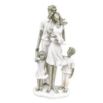 Enfeite Estatua Familia Casal 3 Filhos 25X11X7Cm Branco - Inigual