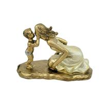 Enfeite Estátua Mãe E Filho 10X16X7Cm Dourado - Inigual