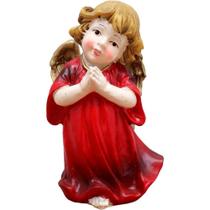 Enfeite Estatueta Anjo Vermelho Anjinho Em Resina Natal 13cm