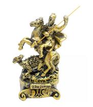 Enfeite Estatueta Imagem São Jorge Pequena Dourado - 8cm
