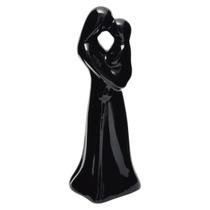 Enfeite Estatueta Mãe E Bebê Cor Preto Brilho 17Cm