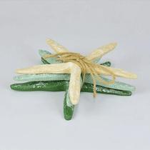 Enfeite Estrelas Verde e Bege 7x21cm - The Home