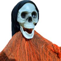 Enfeite Fantasma Esqueleto Halloween Sombrio 100cm Enfeite Fantasma Esqueleto Halloween Sombrio 100cm