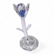 Enfeite Flor Azul Caule de Cristal Enfeite Decoração 11 cm Enfeite Flor Azul Caule de Cristal Enfeite Decoração 11 cm