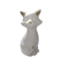 Enfeite gato em ceramica pintura mate e dourado 13cm - Art House