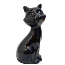 Enfeite Gato Preto Branco de porcelana Decoração 13,5cm