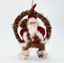 Enfeite Guirlanda Natalina Papai Noel Pendente De Porta 33Cm