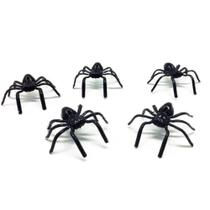 Enfeite Halloween 50 Mini Aranhas Realista de Plástico