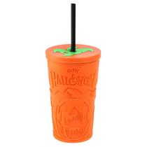 Enfeite Halloween: Copão para Festas 3D Brilha no Escuro com Canudo 900 mL (1 Und)