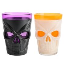 Enfeite Halloween: Copo para Dose e Shot com Base em Led Caveira (2 Und)