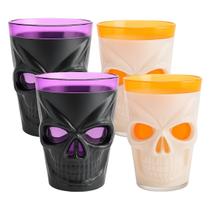 Enfeite Halloween: Copo para Dose e Shot com Base em Led Caveira (4 Und)