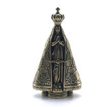 Enfeite Imagem Nossa Senhora Aparecida Metal Dourado 9cm