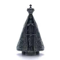 Enfeite Imagem Nossa Senhora Aparecida Metal Prateado 9cm