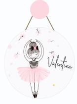 Enfeite Infantil Porta Maternidade Personalizado Bailarina Aquarela - MDF 20x20cm