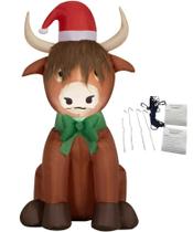 Enfeite inflável de Natal PITCHING PIGEON Vaca Highlander 107 cm Enfeite inflável de Natal PITCHING PIGEON Vaca Highlander 107 cm