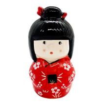 Enfeite Japonesa Cerâmica Kokeshi Vermelha cuidado do Lar Enfeite Japonesa Cerâmica Kokeshi Vermelha cuidado do Lar