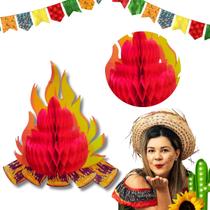 Enfeite Junino Fogueira Papel 3D 30cm Festa Junina Decoração