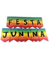 Enfeite Junino - Placa Festa Junina tipo bandeirinhas 70 cm x 18 cm Enfeite Junino - Placa Festa Junina tipo bandeirinhas 70 cm x 18 cm