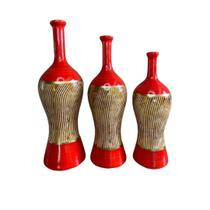 Enfeite Kit Decorativo Sala Cerâmica Trio de Vasos - Julia