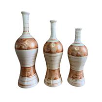 Enfeite Kit Decorativo Sala Cerâmica Trio de Vasos - Julia