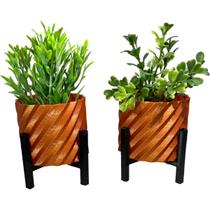 Enfeite Kit Vaso Planta Cachepot Mesa Sala Decoração Rack