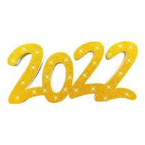 Enfeite Letreiro 3D 2022 Glitter Dourado Ano Novo - 01 unid
