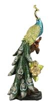 Enfeite Luxo Sala Decoração Pavão No Galho Colorido 33.5cm Enfeite Luxo Sala Decoração Pavão No Galho Colorido 33.5cm