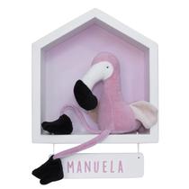 Enfeite Maternidade Casinha Flamingo Rosa Menina Nome Bebê