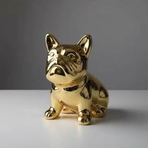 Enfeite Mesa Buldogue Cerâmica Decoração Espelhado Grande