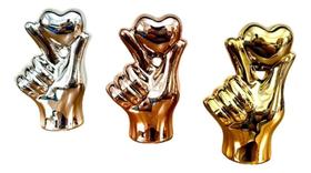 Enfeite Mesa Cerâmica Decoração Espelhado Dedinhos Coração