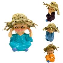 Enfeite Mini Monges Budas Da Sabedoria Chapéu 4 un 6 cm