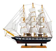 Enfeite Miniatura Barco Decorativo De Madeira Navio - 49cm