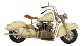 Enfeite Miniatura Motocicleta Branca Estilo Retrô Vintage