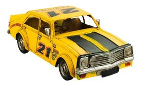 Enfeite Miniatura Retrô Carro Corrida Amarelo - 28cm